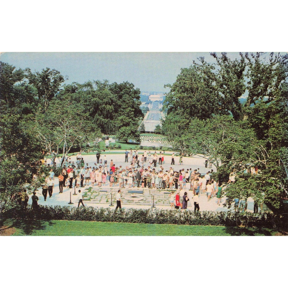 Vintage JFK Grave Arlington National Cemetery Postcard Eternal Flame PE-294 A